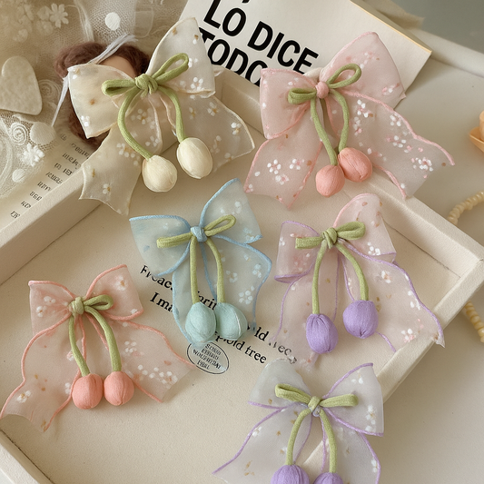 Daisy korean tulip bow hair pin