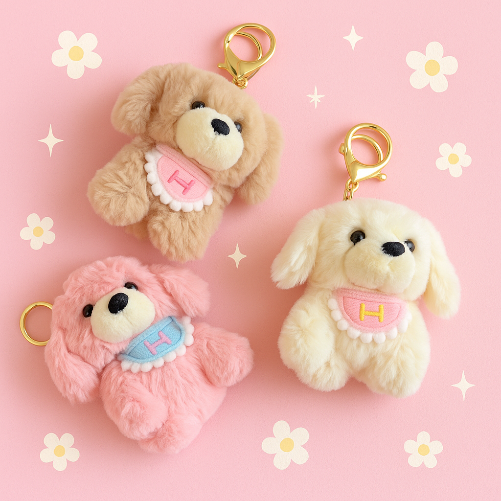 Cute puppy plushy keychain