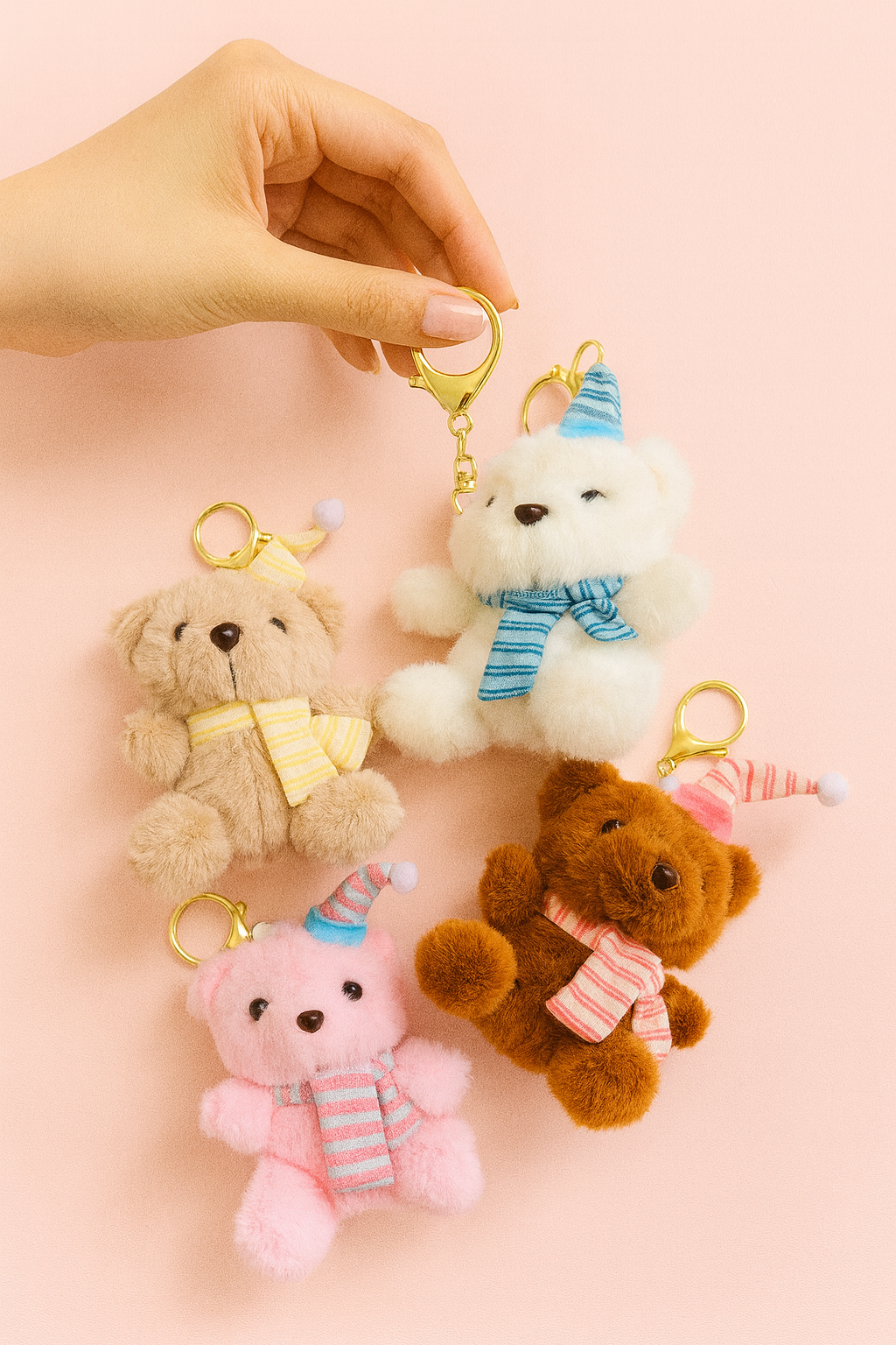 Happy bear plushy keychain