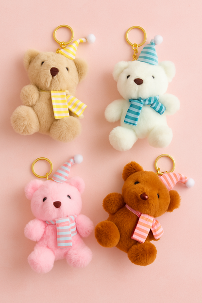 Happy bear plushy keychain
