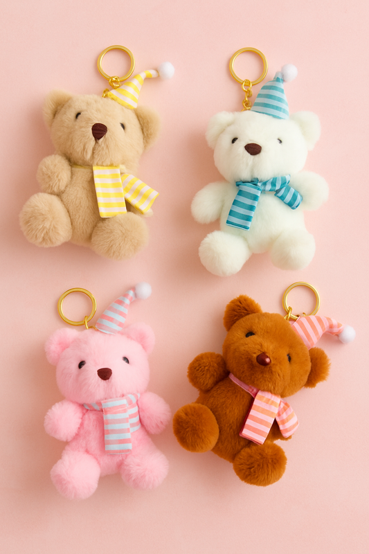 Happy bear plushy keychain