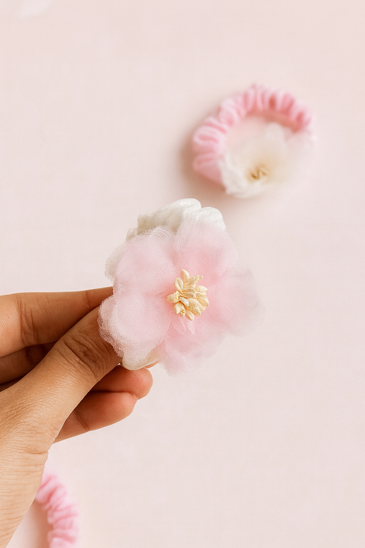 Soft girl flower scrunchie