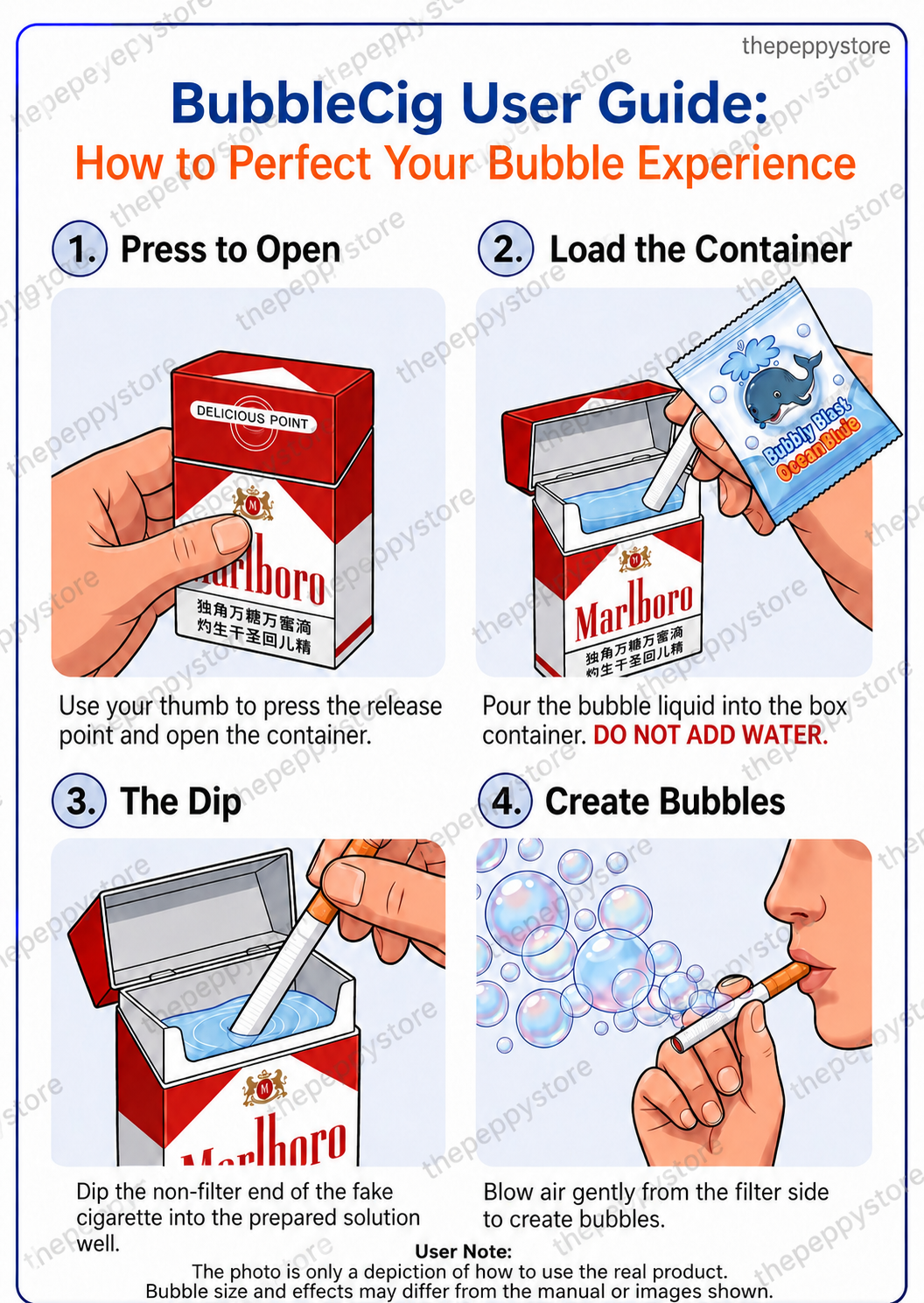 Bubbles cig blower  (Includes Case + 2 Fake Sticks + 2 Random Bubble Solution Packs)