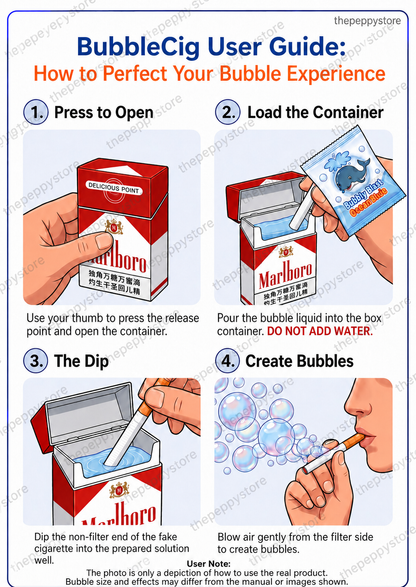 Bubbles cig blower  (Includes Case + 2 Fake Sticks + 2 Random Bubble Solution Packs)