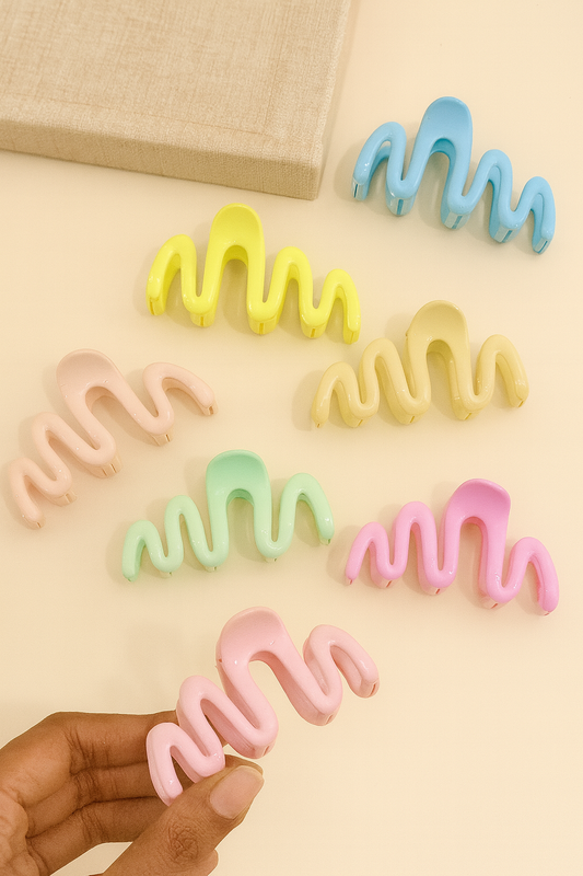 Pastel Wavy Hair Claw Clip