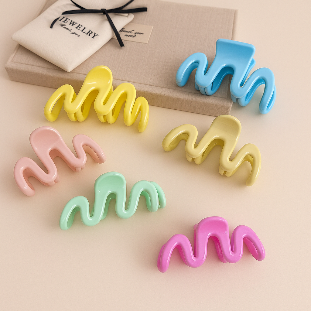 Pastel Wavy Hair Claw Clip