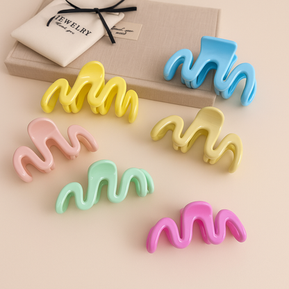 Pastel Wavy Hair Claw Clip