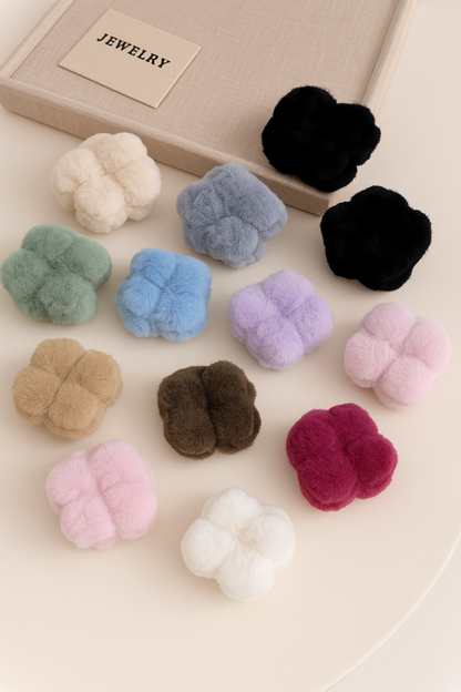 Fur Flower Hair Claw Clip