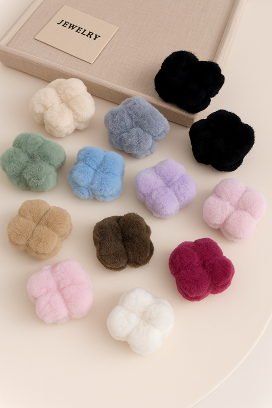 Fur Flower Hair Claw Clip