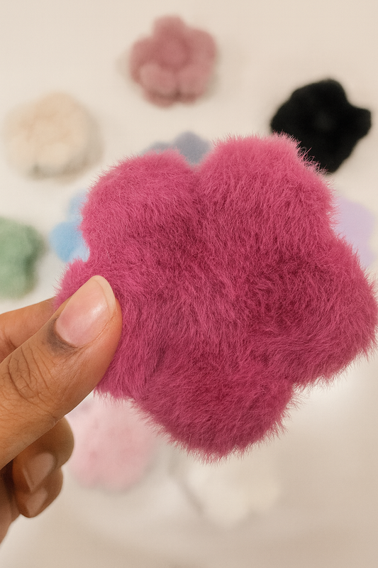 Fur Flower Hair Claw Clip