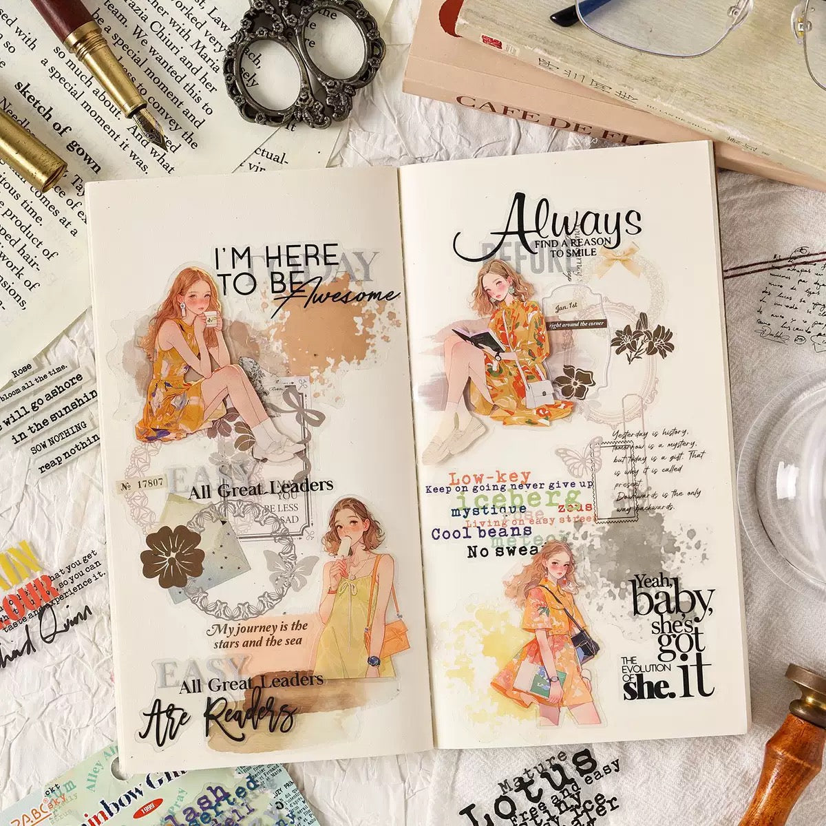 Message and Letters Journaling Sticker-40 Pcs