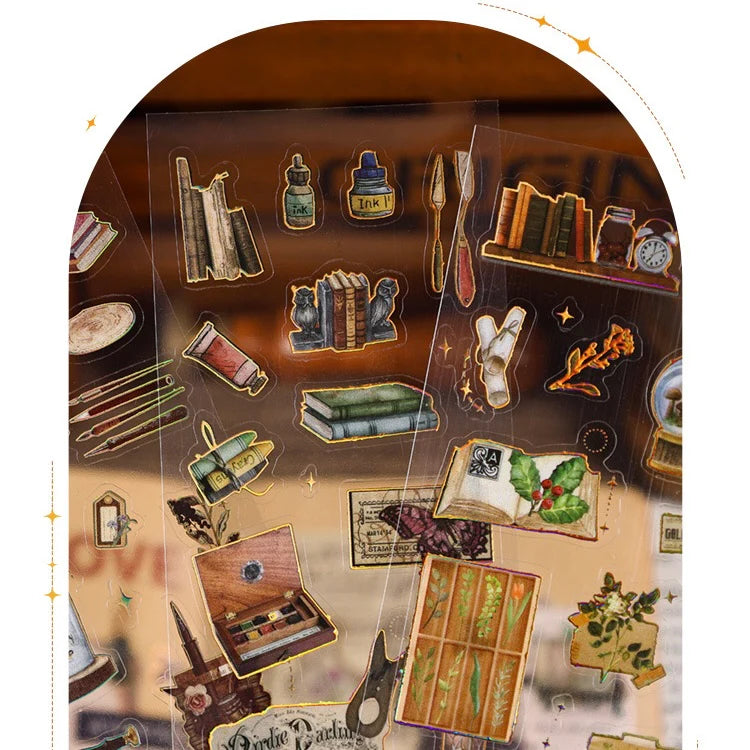 Vintage Material Journaling Sticker Sheet-3 Pcs