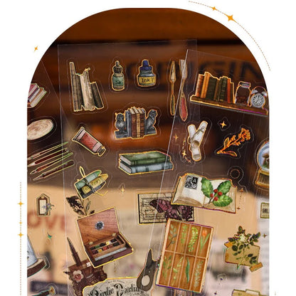 Vintage Material Journaling Sticker Sheet-3 Pcs