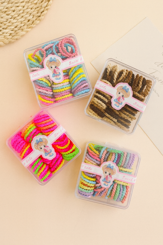 Kids box of hair rubber bands
