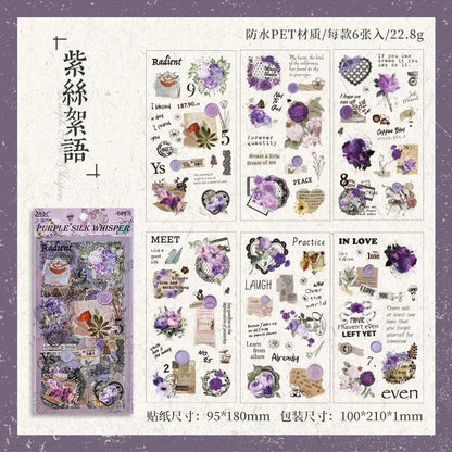 Vintage Wild Flower Kawaii Sticker - 6 Sheets
