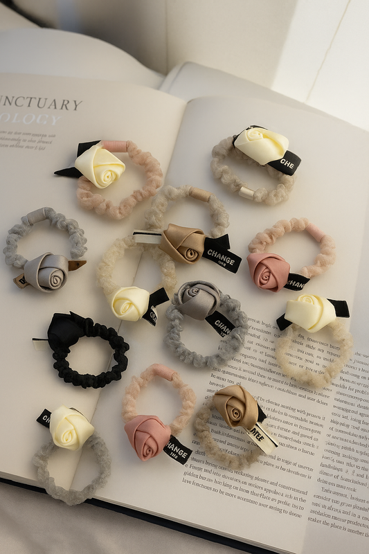Rose Korean Scrunchie - pair