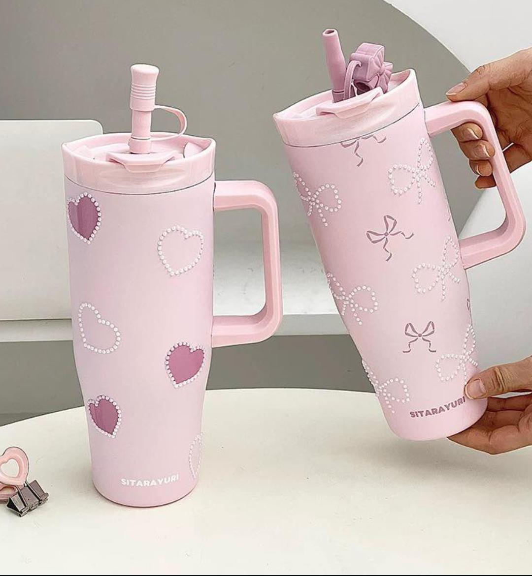 Pintresty Heart pearl  2 in 1 Sipper Plus Tumbler with Topper - 1200ML