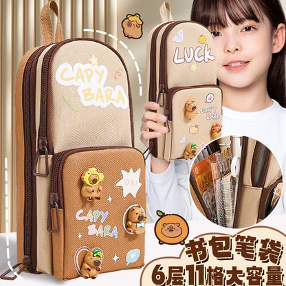 Kawaii Panda cappy beara pencil pouch - 3 zip