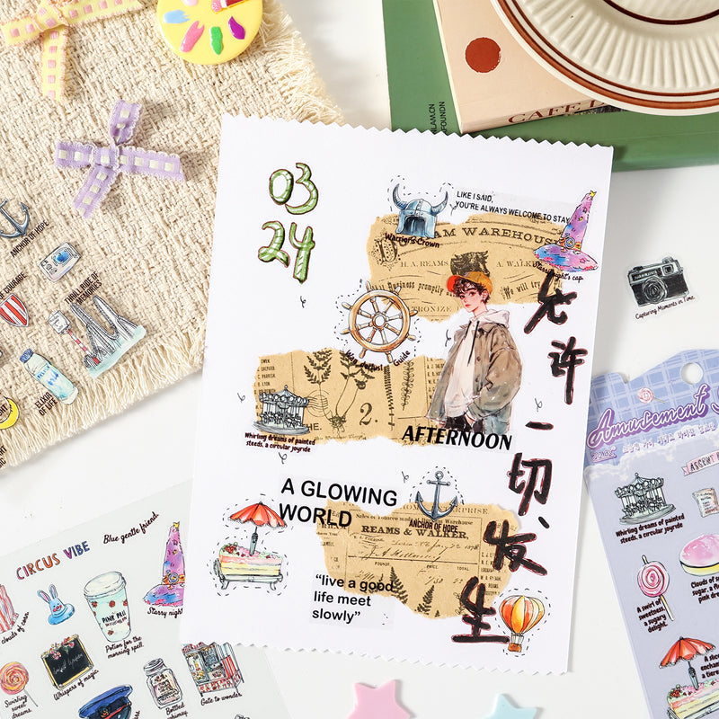 Vintage Materilistic things Sticker Sheet - 4 Pcs