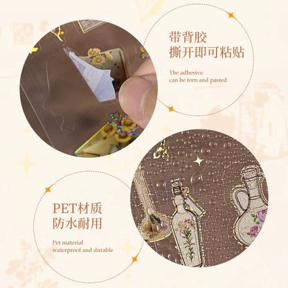 Vintage Material Journaling Sticker Sheet-3 Pcs