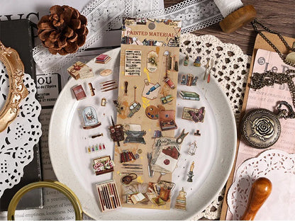 Vintage Material Journaling Sticker Sheet-3 Pcs