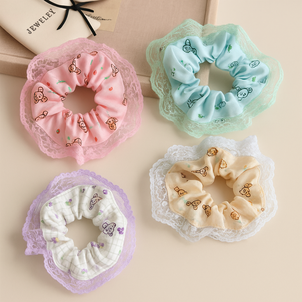 Pintresty Teddy Kawaii Hair Scrunchie