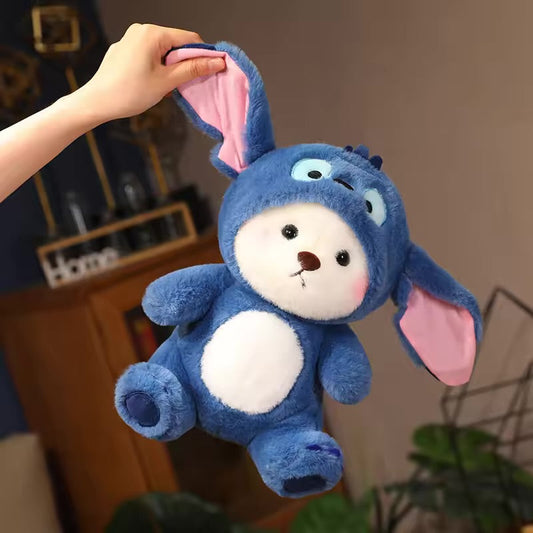 Stitch bear hoodie cap soft toy