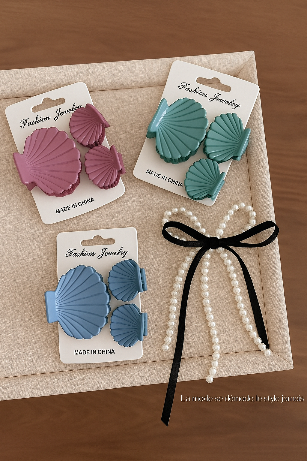 Shell Glossy Hair Claw Clip - Set