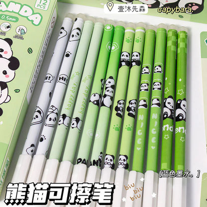 Panda Theme Erasable 12 Pen Set - Blue Ink