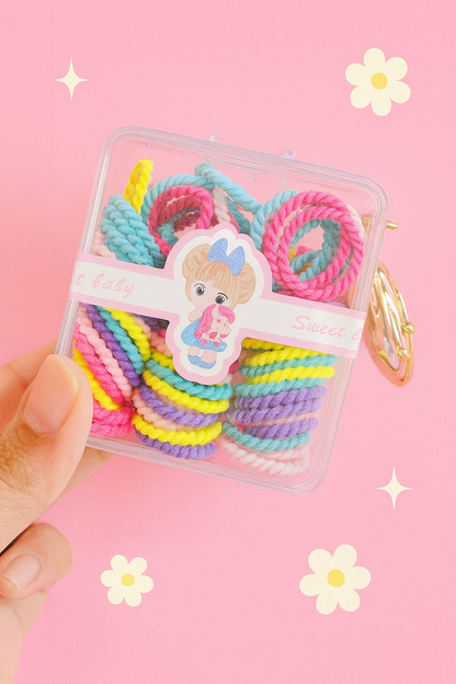 Kids box of hair rubber bands