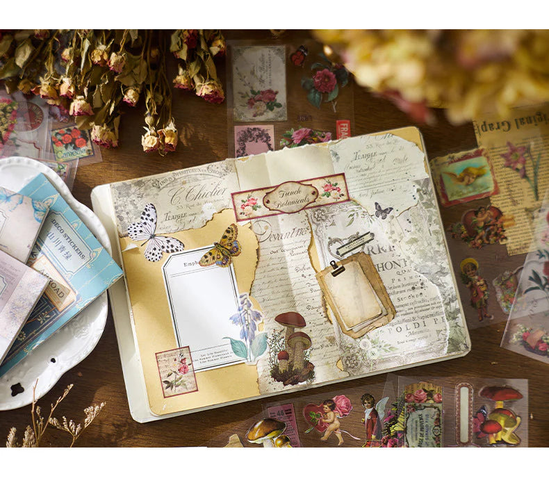 Vintage Retro Journaling Sticker Book - 20 Sheets