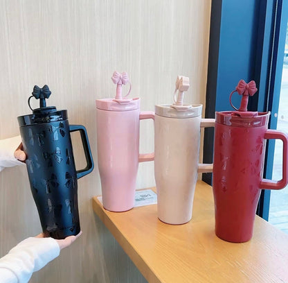Ribbbowi Bow pintresty 2 in 1 Sipper Plus Tumbler with Topper - 1200ML