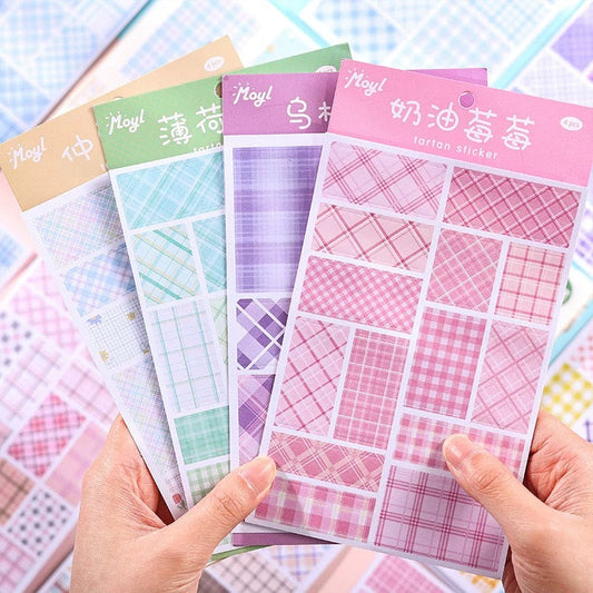 Plaid Checks Decorative Sticker - 4 Pcs