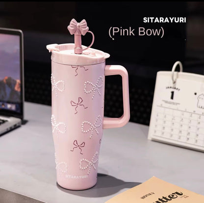 Pintresty Heart pearl  2 in 1 Sipper Plus Tumbler with Topper - 1200ML
