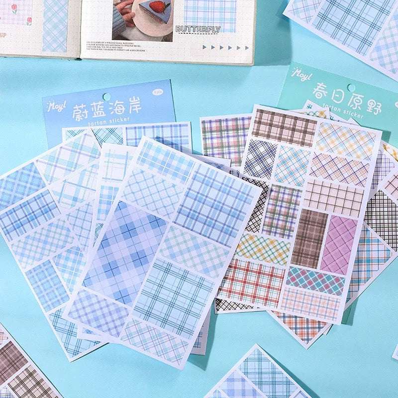 Plaid Checks Decorative Sticker - 4 Pcs