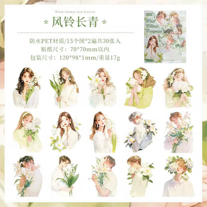 Cute Girly Vintage Sticker - 30 Pcs
