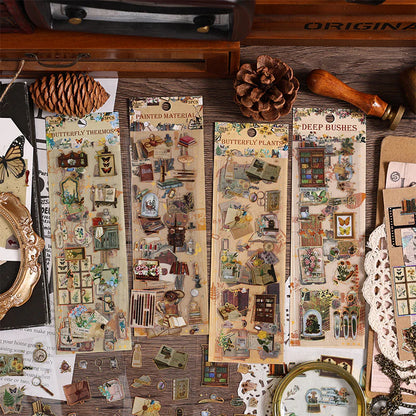 Vintage Material Journaling Sticker Sheet-3 Pcs