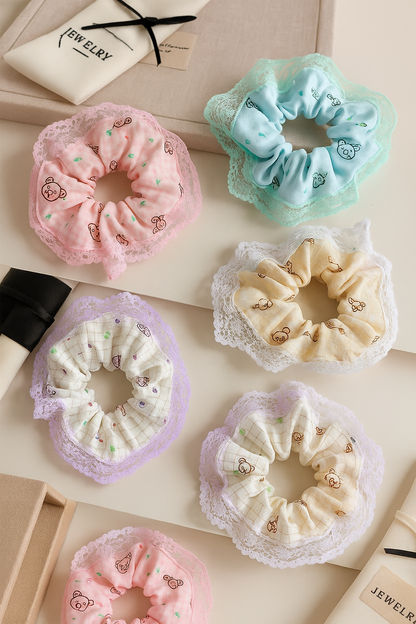 Pintresty Teddy Kawaii Hair Scrunchie