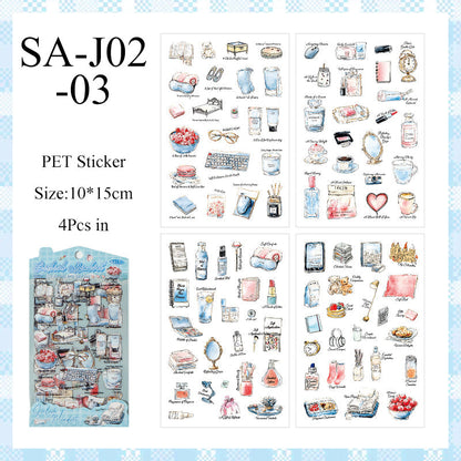 Vintage Materilistic things Sticker Sheet - 4 Pcs