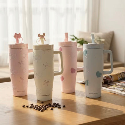 Pintresty Heart pearl  2 in 1 Sipper Plus Tumbler with Topper - 1200ML