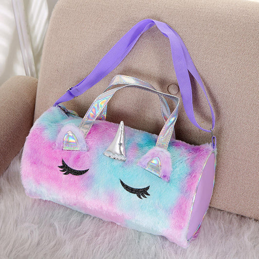 Unicorn fur duffle bag
