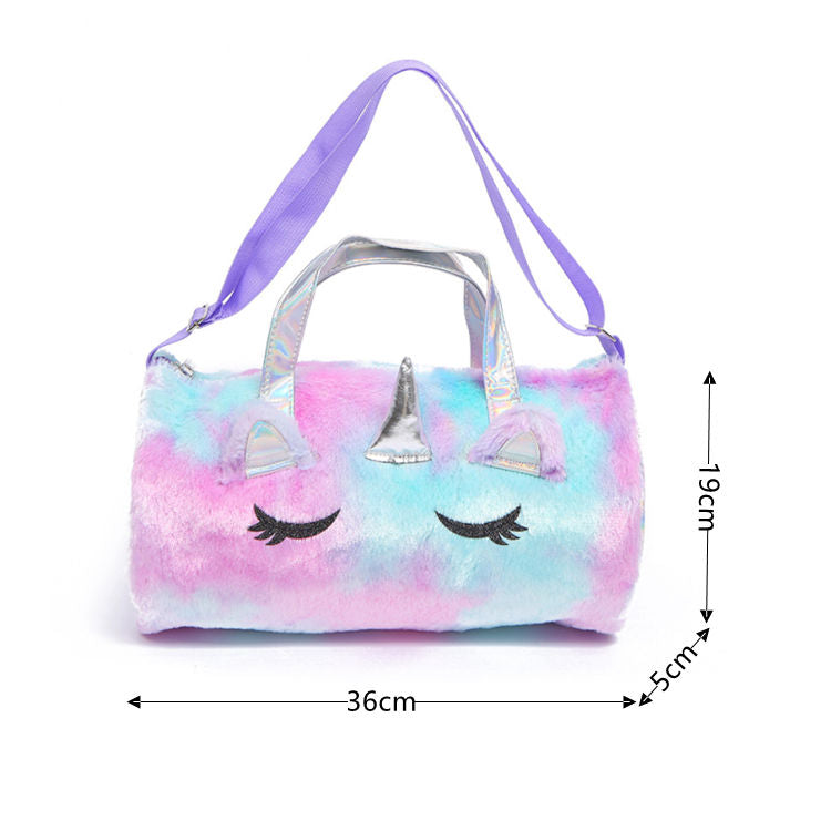 Unicorn fur duffle bag