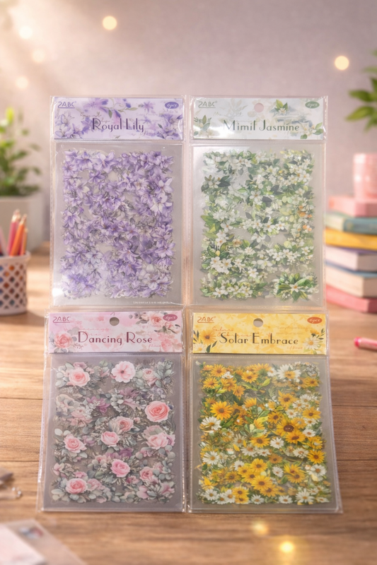 Pastel Cute Flower Sticker - 6 Pcs