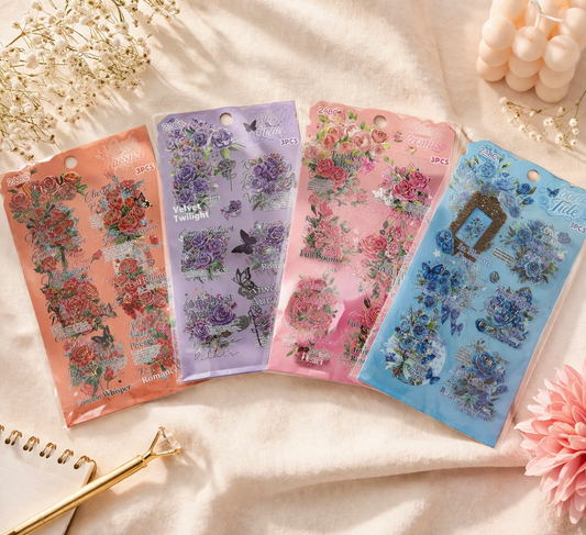 Frame Message Flower Sticker - 3 Pcs