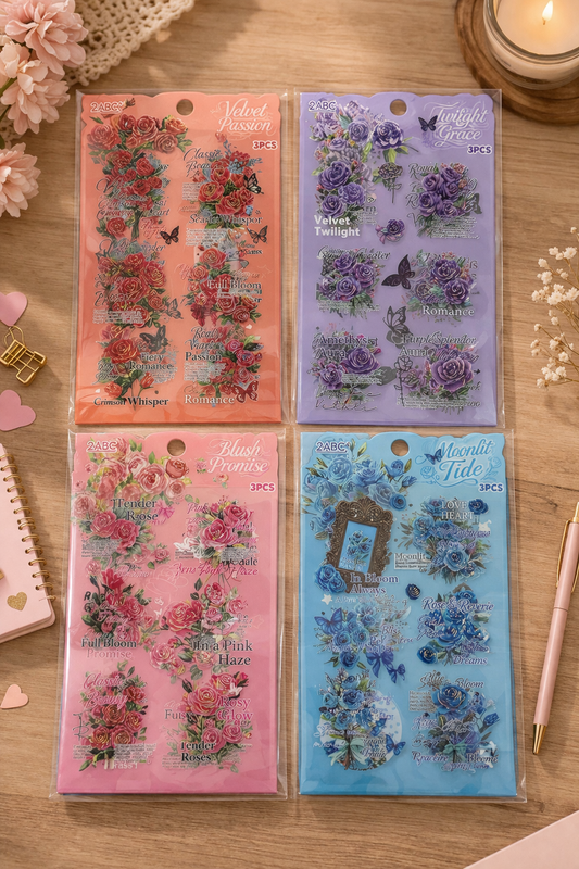 Frame Message Flower Sticker - 3 Pcs