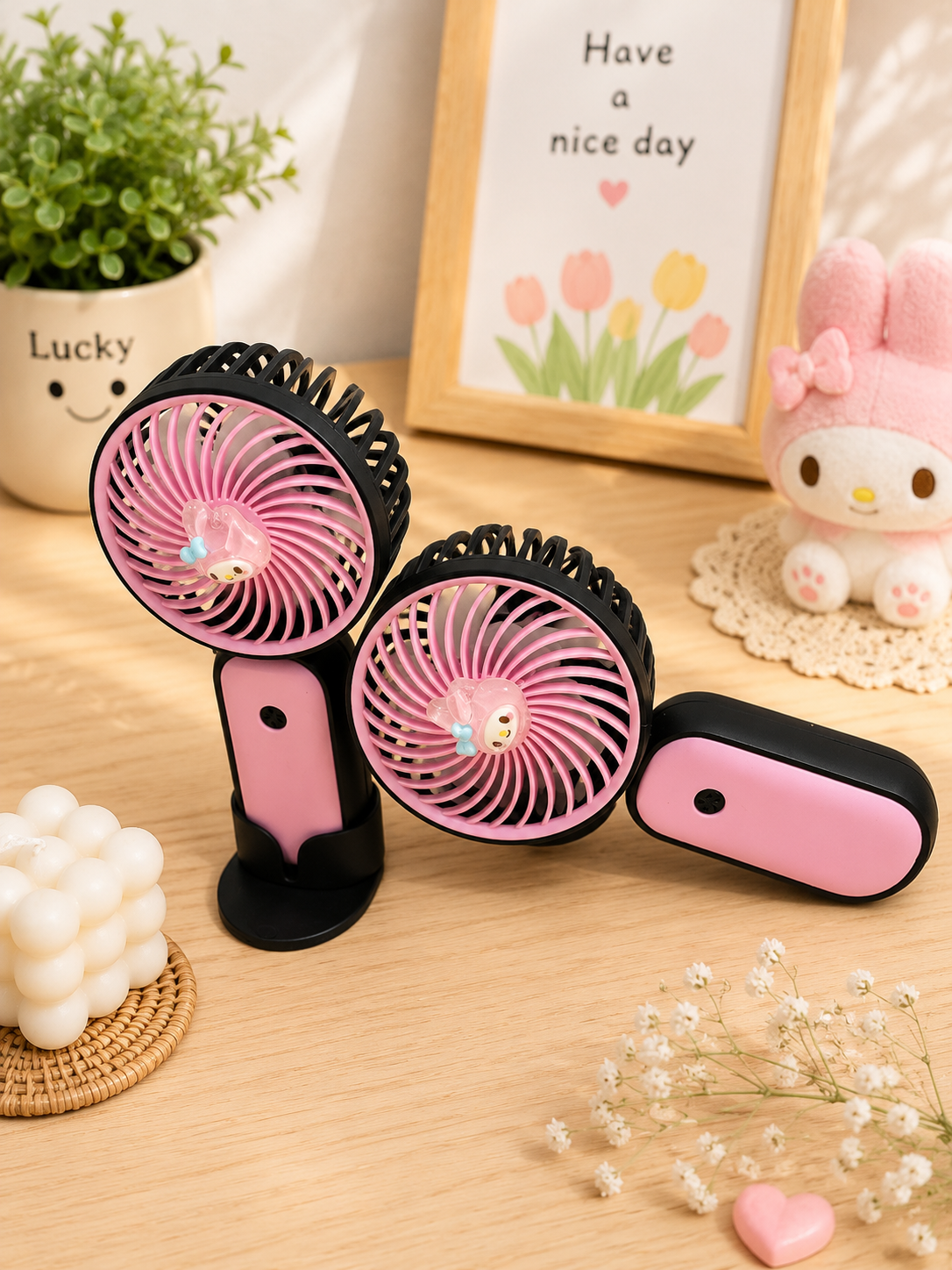 Sanrio Black Pink Fan