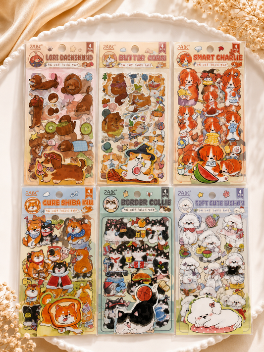Cute Animal Sticker Sheet - 4 Pcs
