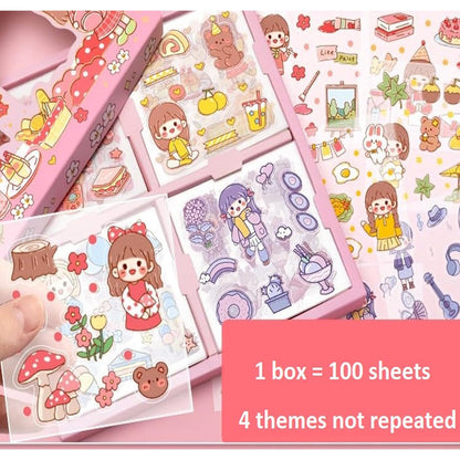 Kawaii QT Sticker Box - 100 Pcs