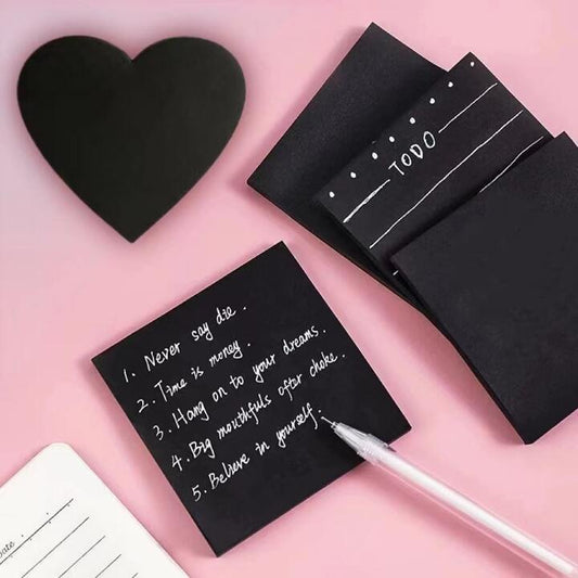 Black Heart Sticky Notes With Pen