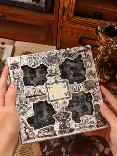 Vintage 100 Pcs Sticker Box